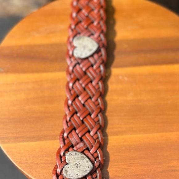 Saks Leather Woven Belt Brown Size Large Great Condition - Picture 4 of 7